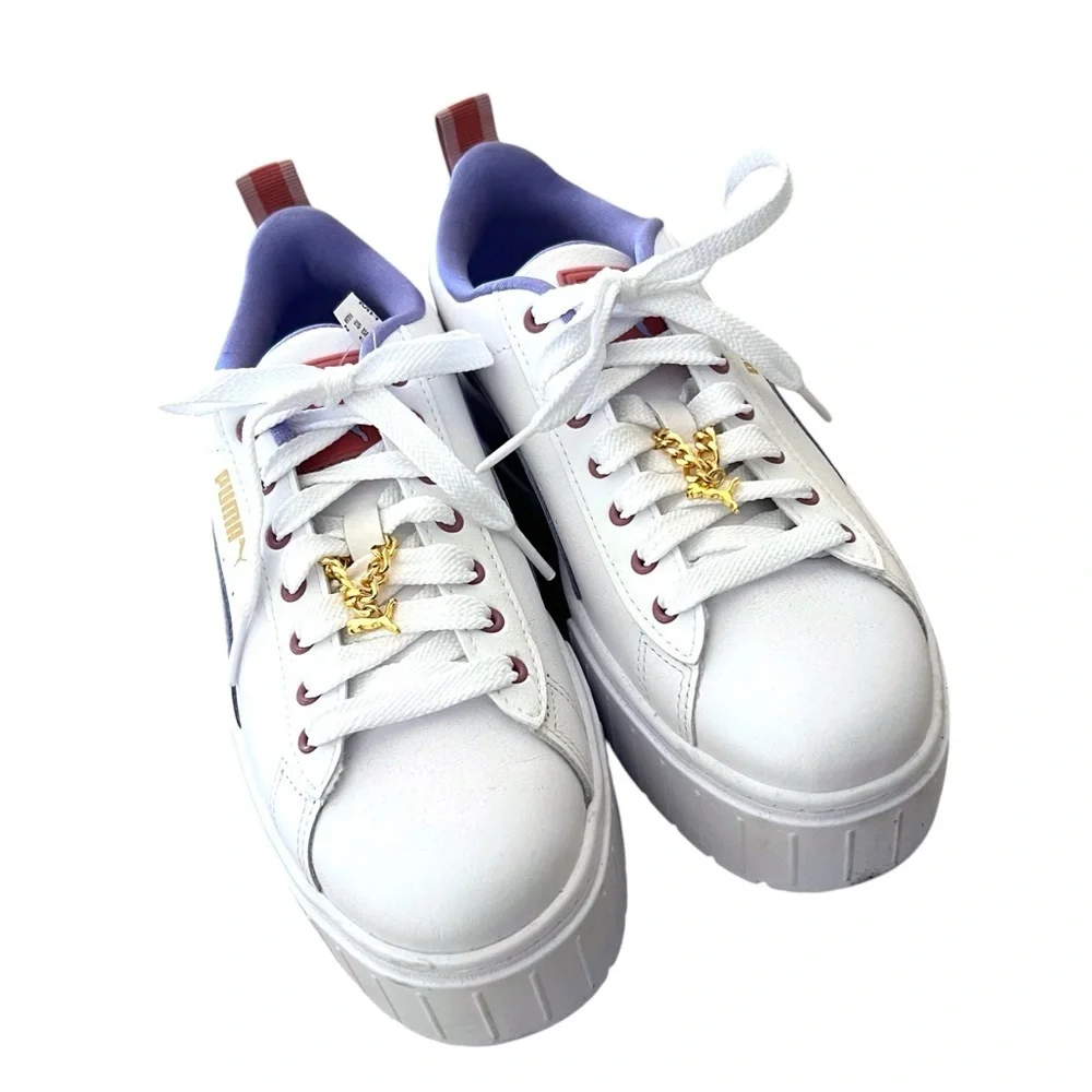 NWT Puma Womens Mayze Lace Up Platform Sneakers Shoes Size 8 Lilac-White - Picture 7 of 10